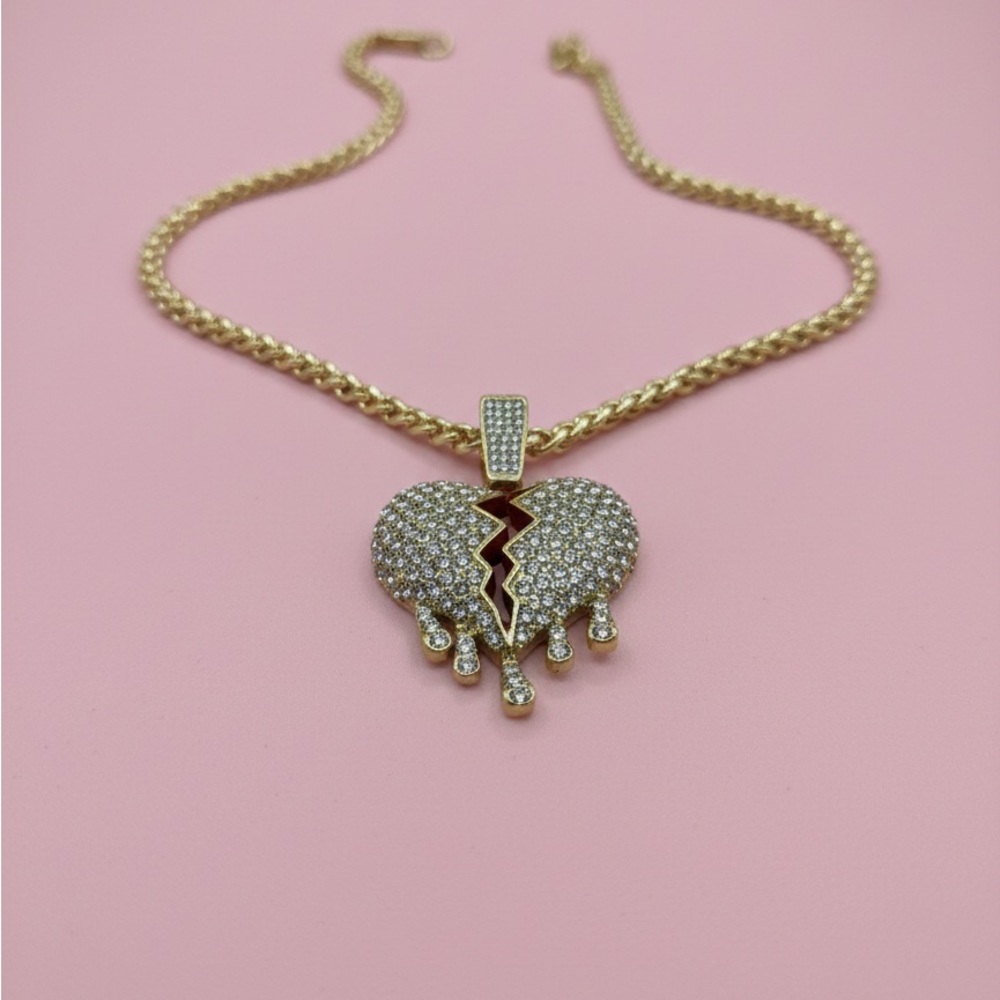 Gold and Silver Heart Pendant Necklace